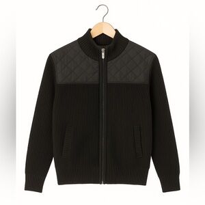 Gioberti Boys Black Quilted Zip Up Jacket Size 14 Teen Fleece Lined Coat